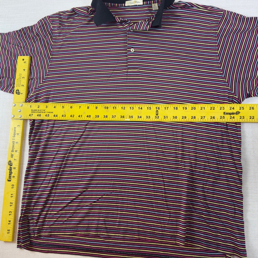 Peter Millar Mens XL Polo Shirt Double Mercerized Cotton Striped Short Sleeve - Picture 9 of 12